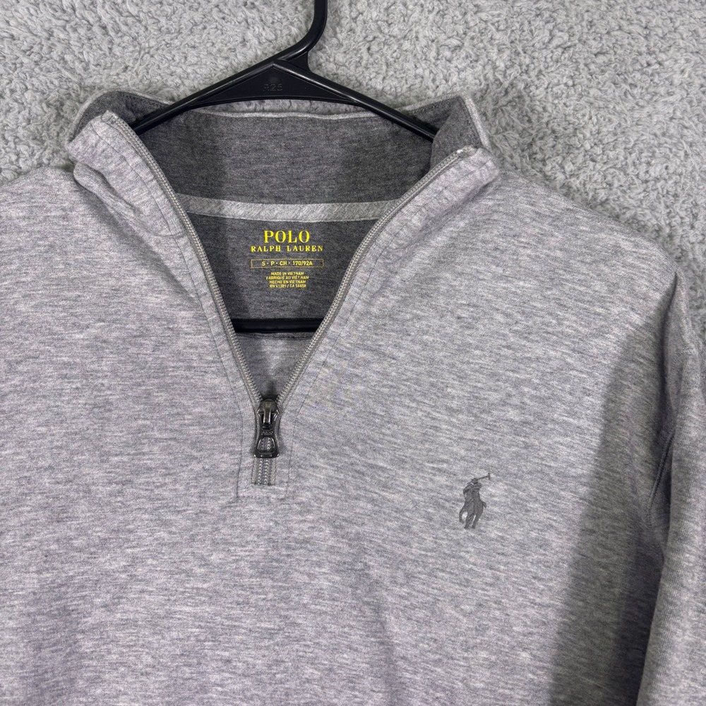 Polo Ralph Lauren Mens Sm Grey Quarter Zip Pullover Pony Logo Mock Neck Sweater - Picture 3 of 8